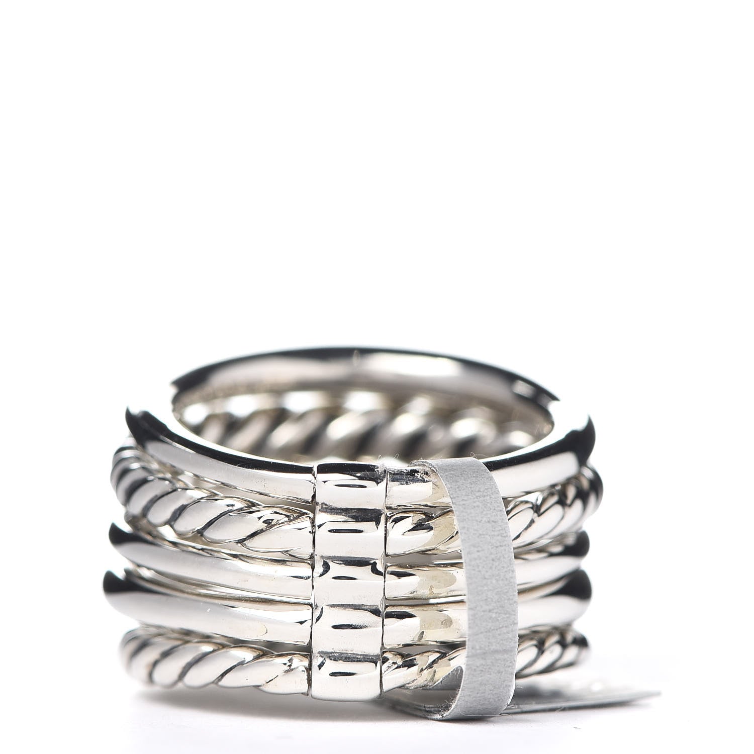 David Yurman Sterling Silver Diamond 16mm Pure Form Stacked Ring 52 6 3 of 5