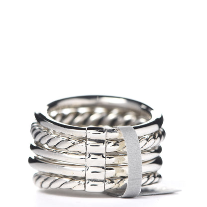 David Yurman Sterling Silver Diamond 16mm Pure Form Stacked Ring 52 6 3 of 5