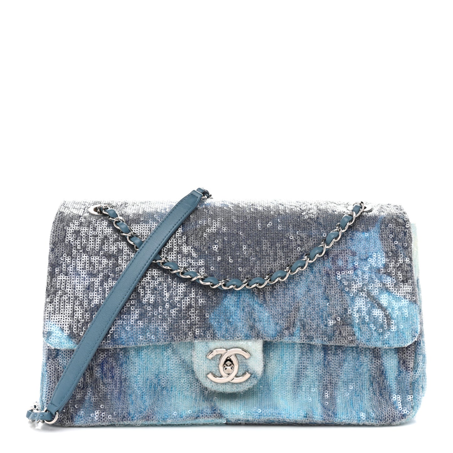 Sequin Large Waterfall Flap Light Blue