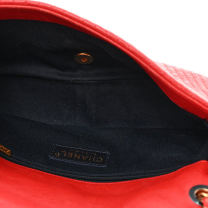 Chanel Wrinkled Lambskin Chevron Quilted Medium Flap Red 5 of 10