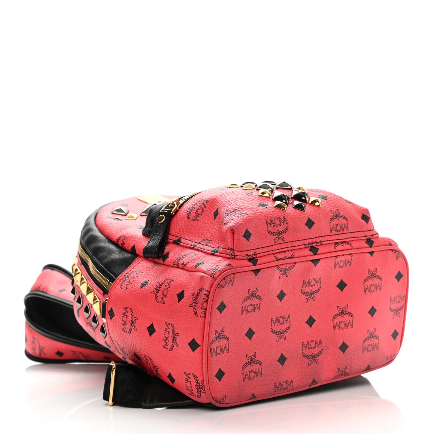 Visetos Studded Colorblock Small Stark Brock Backpack Coral Black