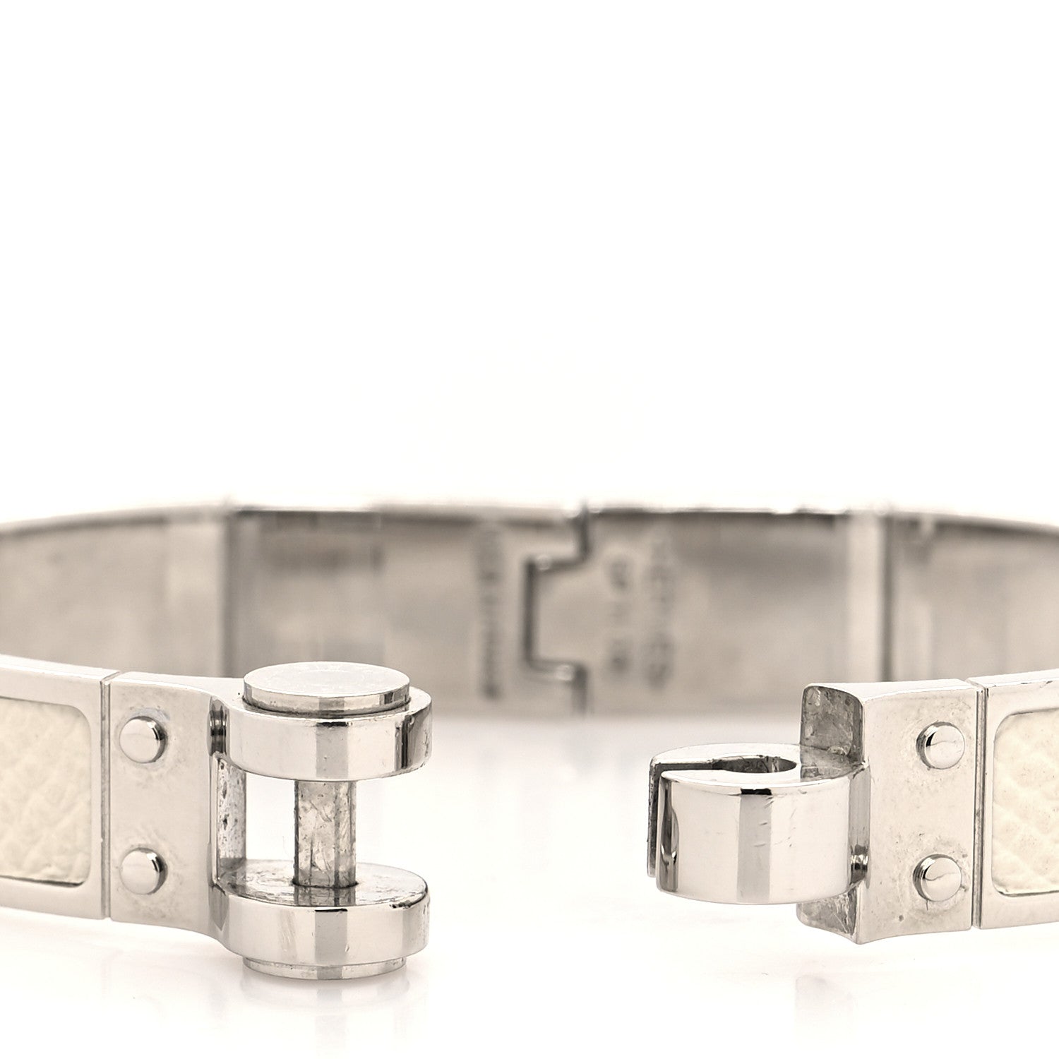 Hermes Epsom Charniere Uni Narrow Hinged Bracelet M White 4 of 6