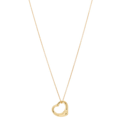Tiffany 18K Yellow Gold 16mm Elsa Peretti Open Heart Pendant Necklace 1 of 7