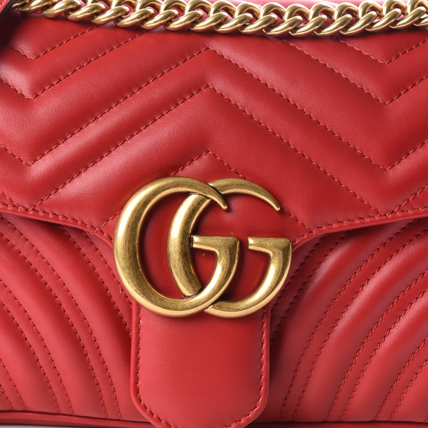 Gucci Calfskin Matelasse Small GG Marmont Shoulder Bag Hibiscus Red 10 of 10