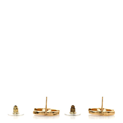 Chanel Metal CC Earrings Gold White 3 of 4