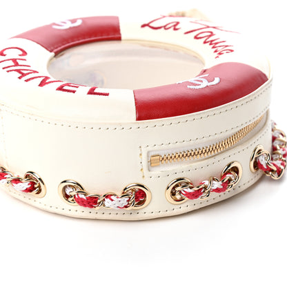 Chanel Lambskin Coco Lifesaver Round Bag Red White 8 of 9