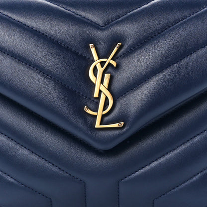 Saint Laurent Calfskin Y Quilted Monogram Small Loulou Chain Satchel Blue Charron 9 of 12