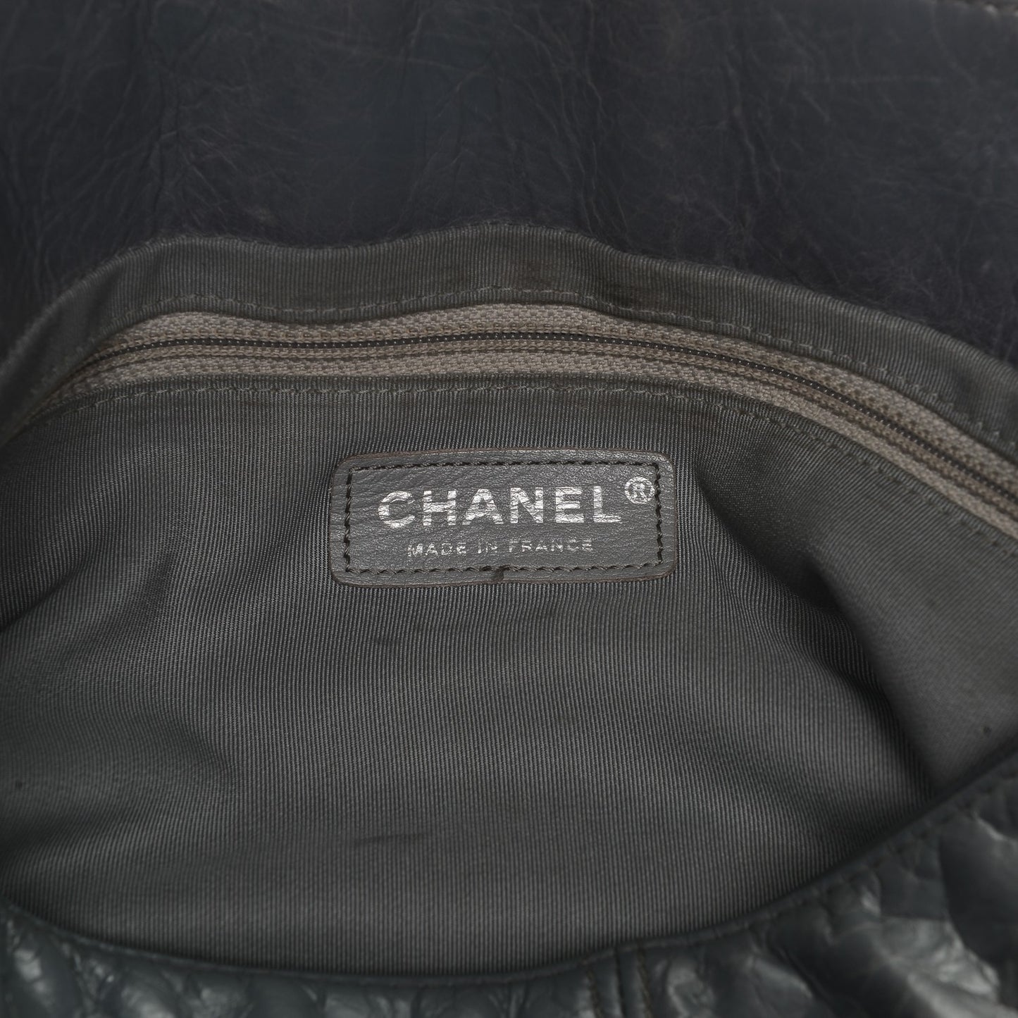 Shiny Lambskin Quilted Large Trianon Messenger Flap Grey