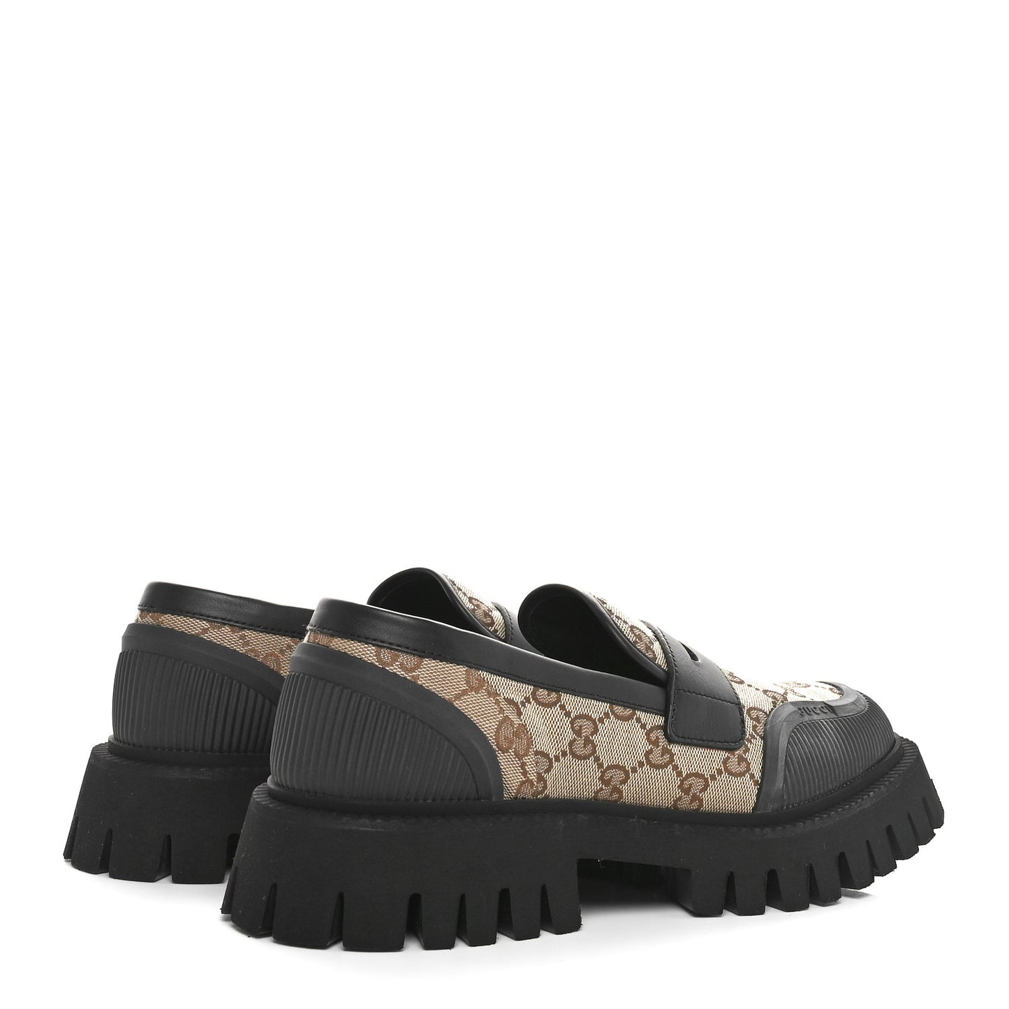 GG Monogram Miro Soft Calfskin Platform Loafers 39.5 Beige Ebony Black