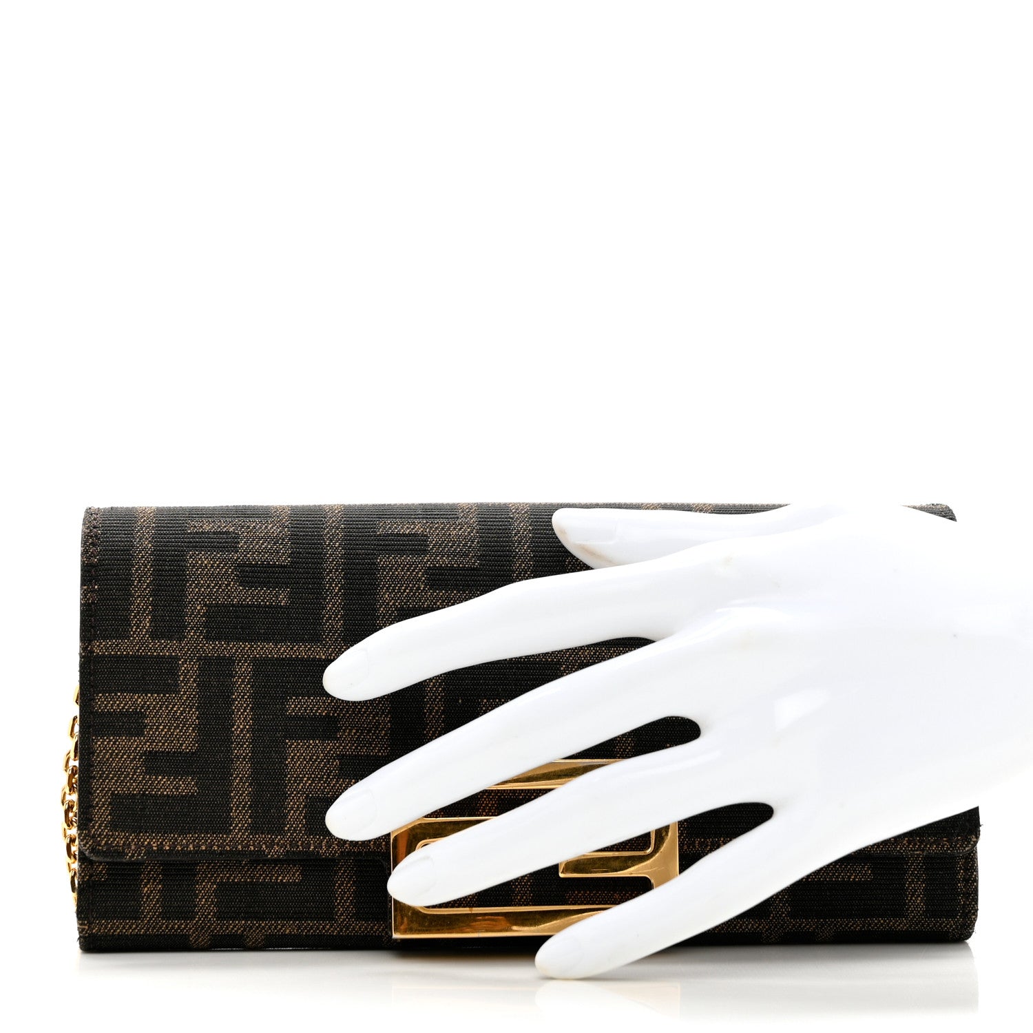 Fendi Zucca Vitello Continental Wallet On Chain Tobacco 2 of 6