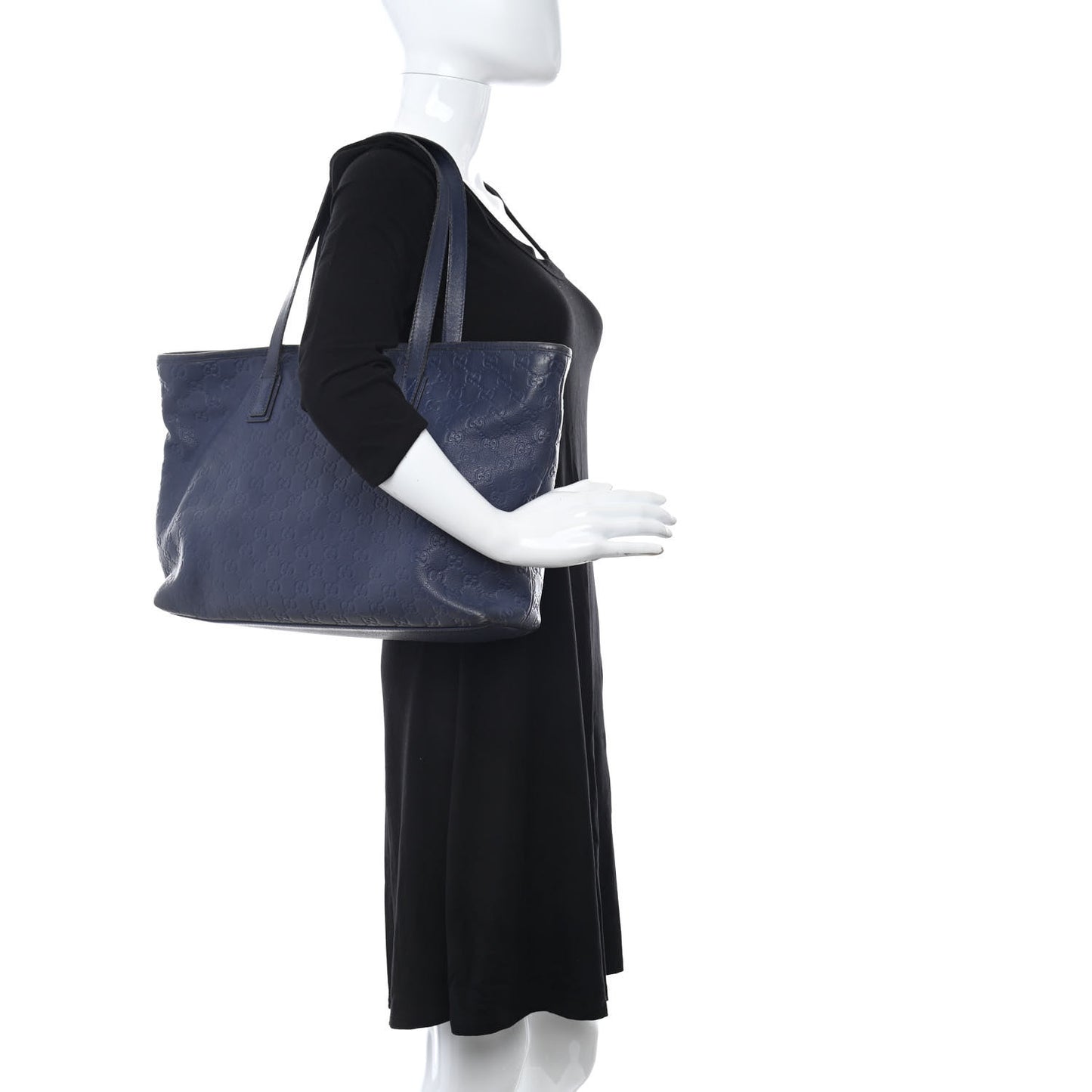 Guccissima Medium Zippered Shopping Tote Blue