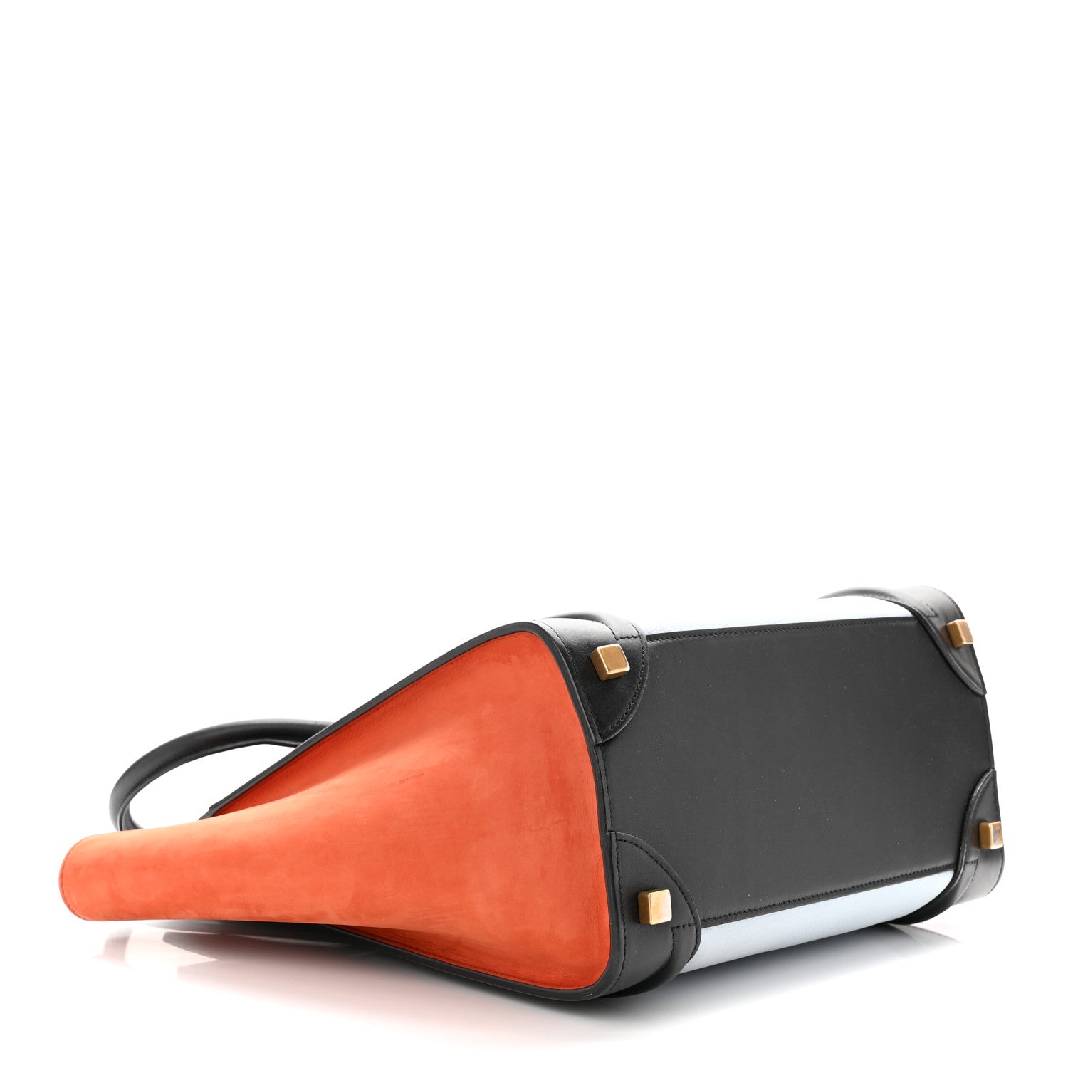 Celine Drummed Calfskin Nubuck Mini Bi-Color Luggage Baby Blue Burnt Orange 4 of 11