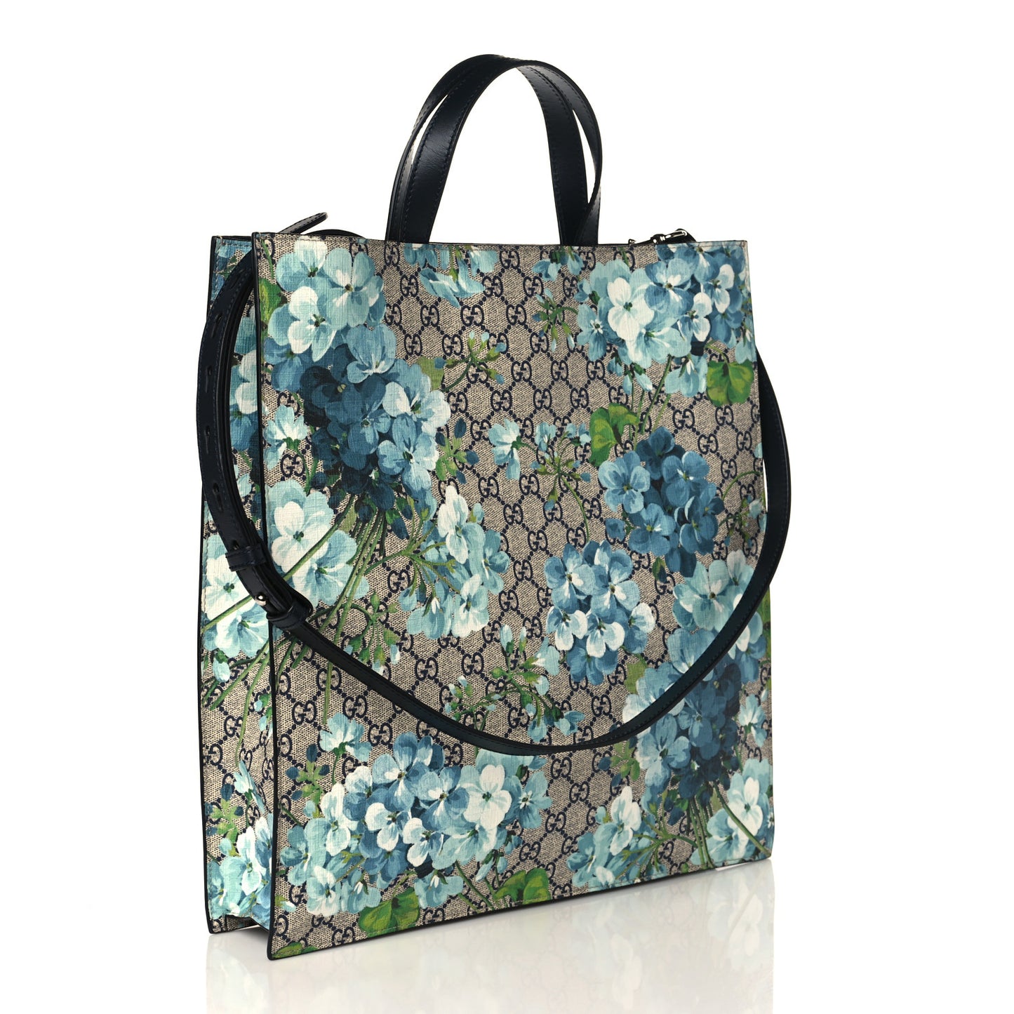 Soft GG Supreme Monogram Blooms Vertical Tote Blue