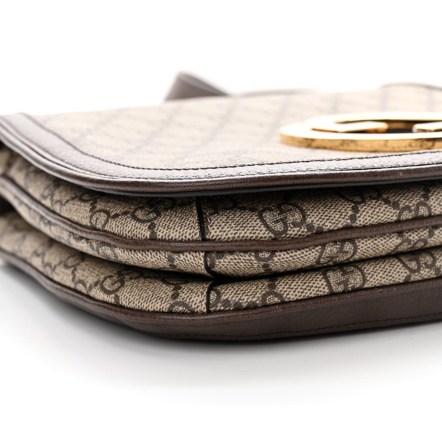 Gucci GG Supreme Monogram Textured Dollar Calfskin Web Medium Blondie Top Handle Shoulder Flap Bag Beige Ebony New Acero 9 of 10