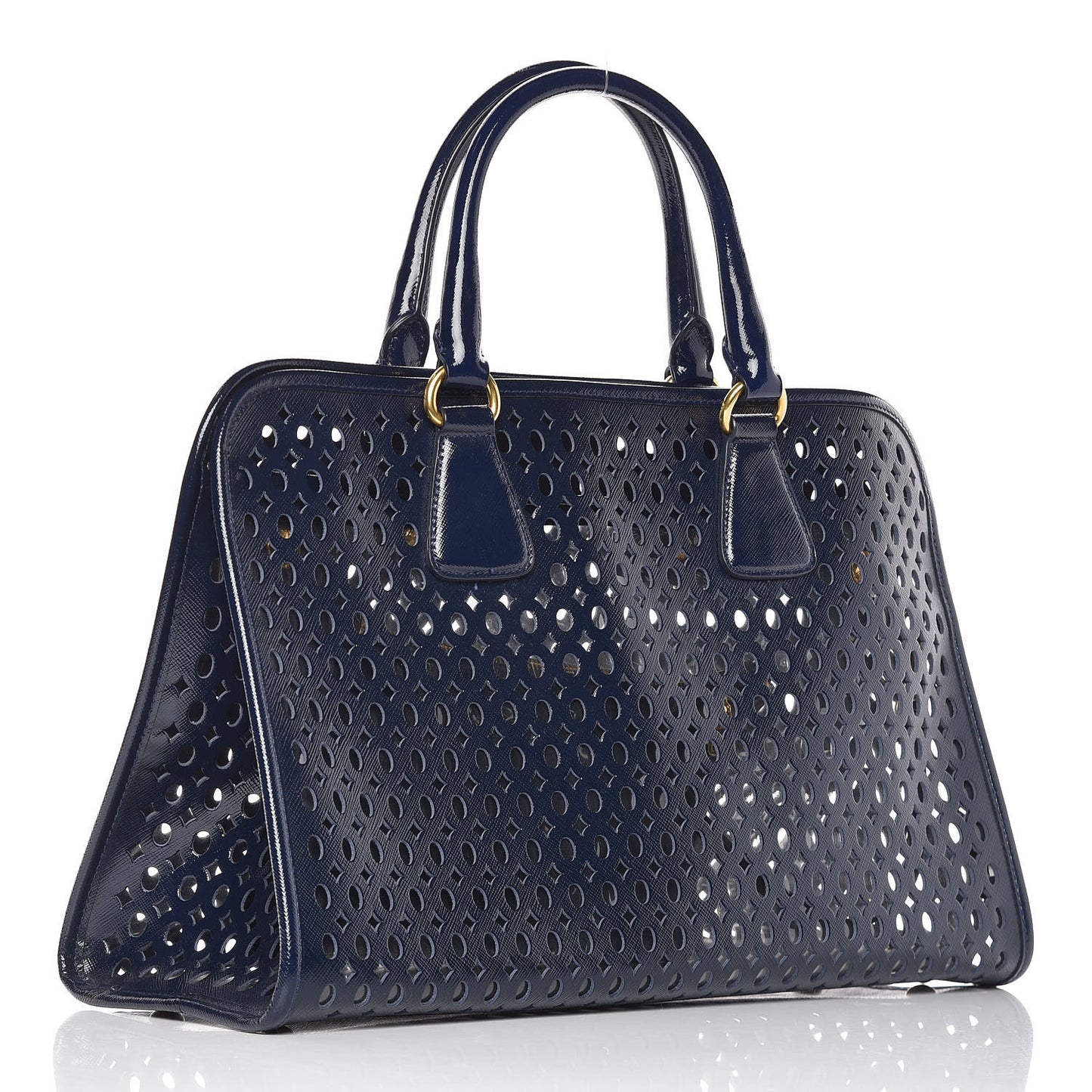 Saffiano Vernice Perforated Tote Royal