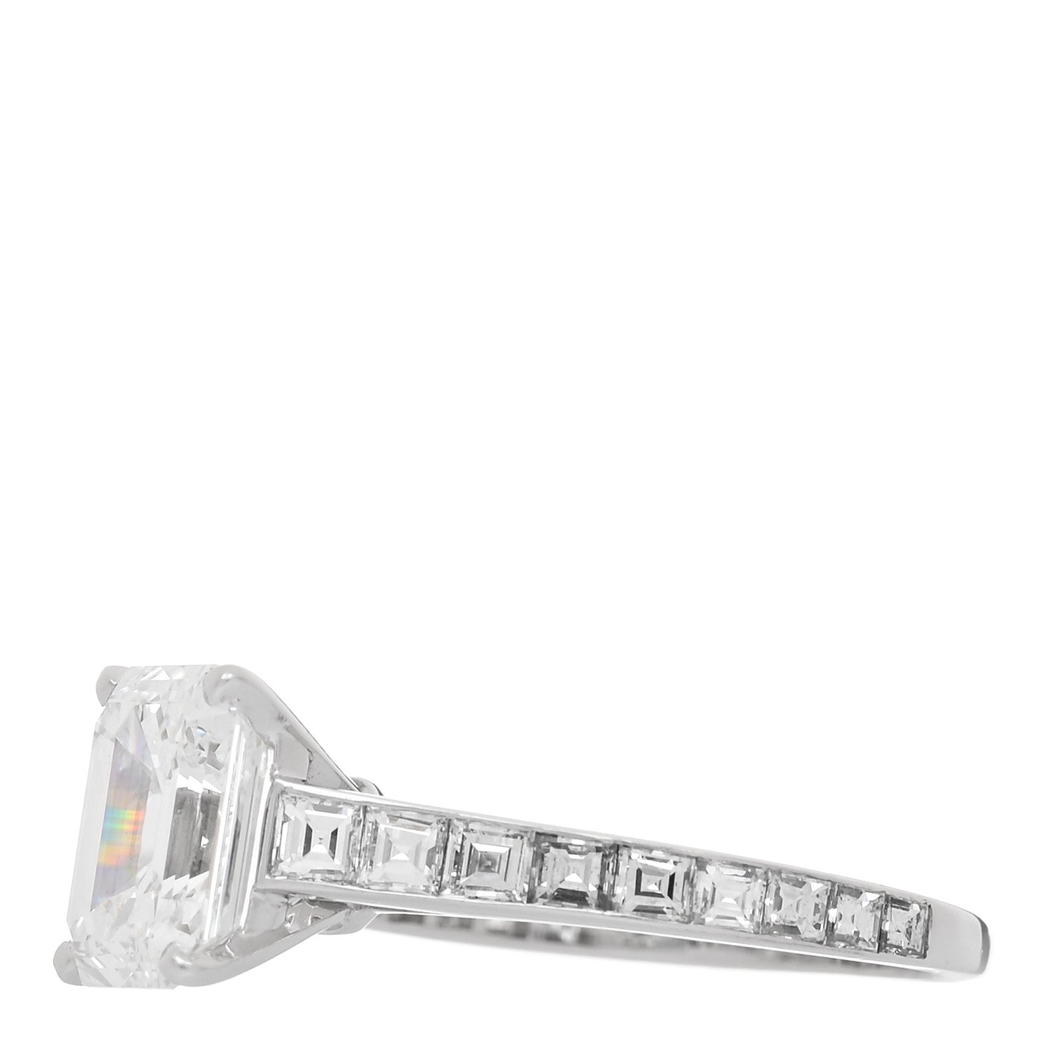 Cartier 18K White Gold Diamond 2.38ct Emerald Cut Diane Engagement Ring 52 6 3 of 7