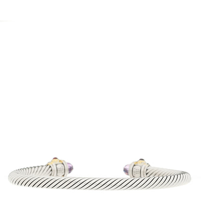 David Yurman Sterling Silver 14K Yellow Gold Amethyst Rhodolite Pink Tourmaline 5mm Cable Renaissance Bracelet 2 of 3
