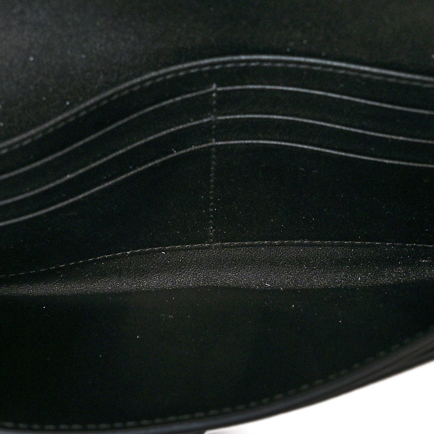 Grained Calfskin Saddle Chain Wallet Pouch Black