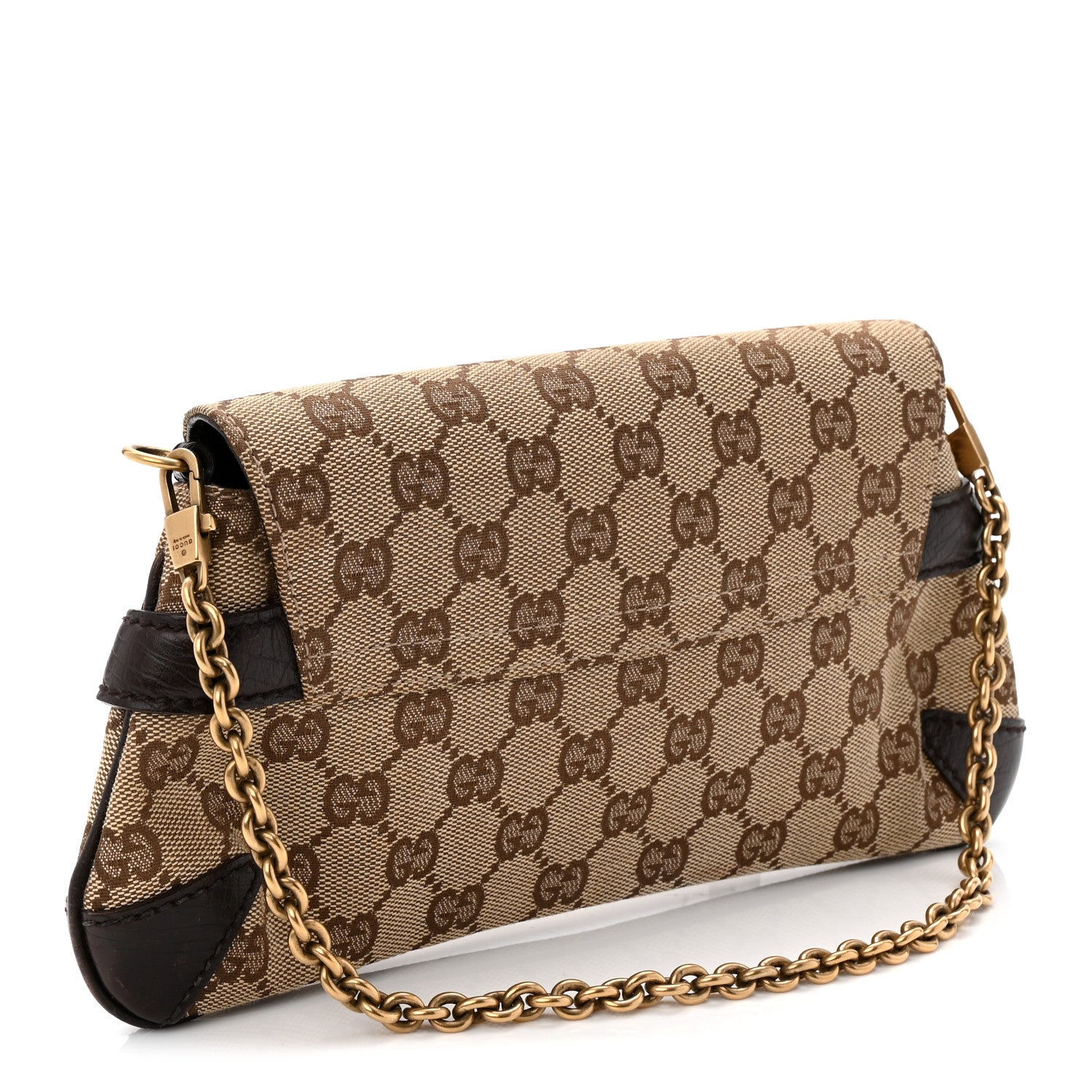 Gucci Monogram Horsebit Clutch Dark Brown 3 of 11