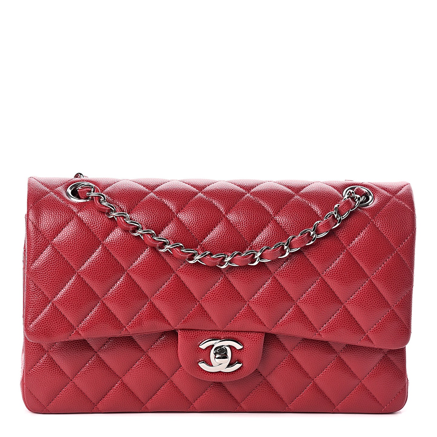 Caviar Quilted Medium Double Flap Pink