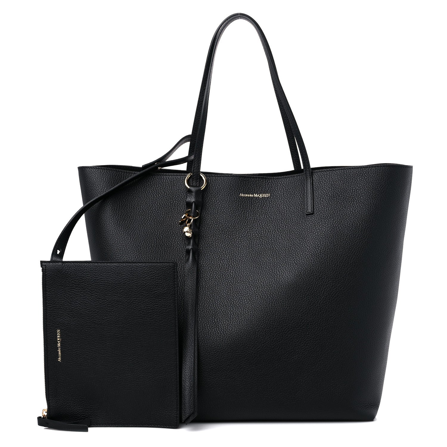 Alexander McQueen Grained Calfskin Skull Open Shopper Tote Black 1 of 9
