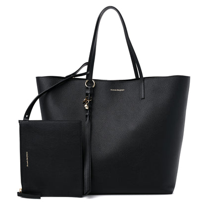 Alexander McQueen Grained Calfskin Skull Open Shopper Tote Black 1 of 9