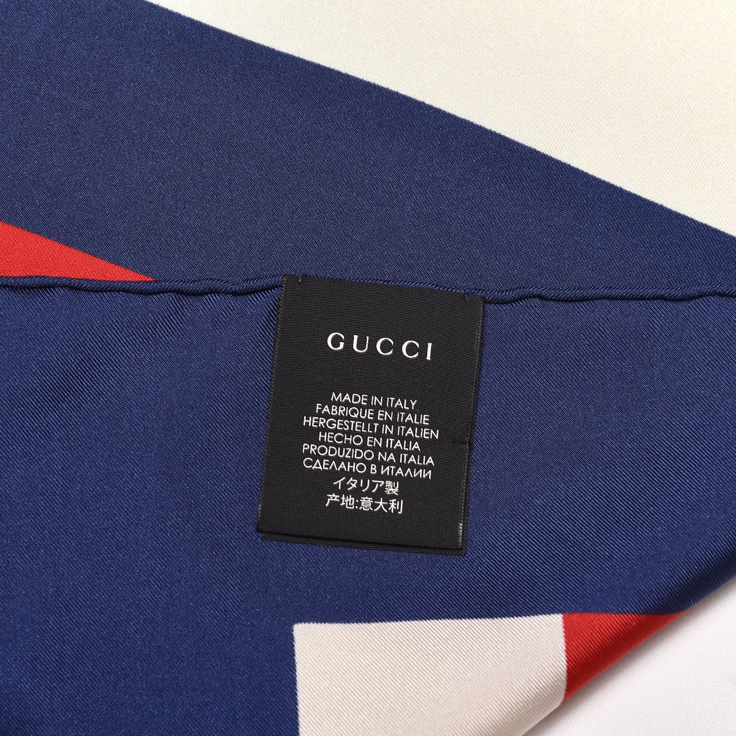 Gucci Silk Sylvie Stripe Web Logo Square Scarf Ivory Blue 4 of 5