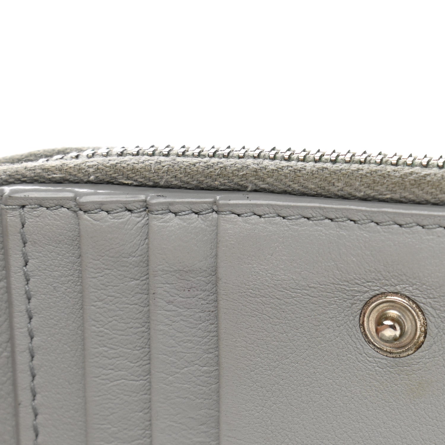 Saint Laurent Smooth Calfskin Monogram Zip Around Compact Wallet Gray 9 of 11