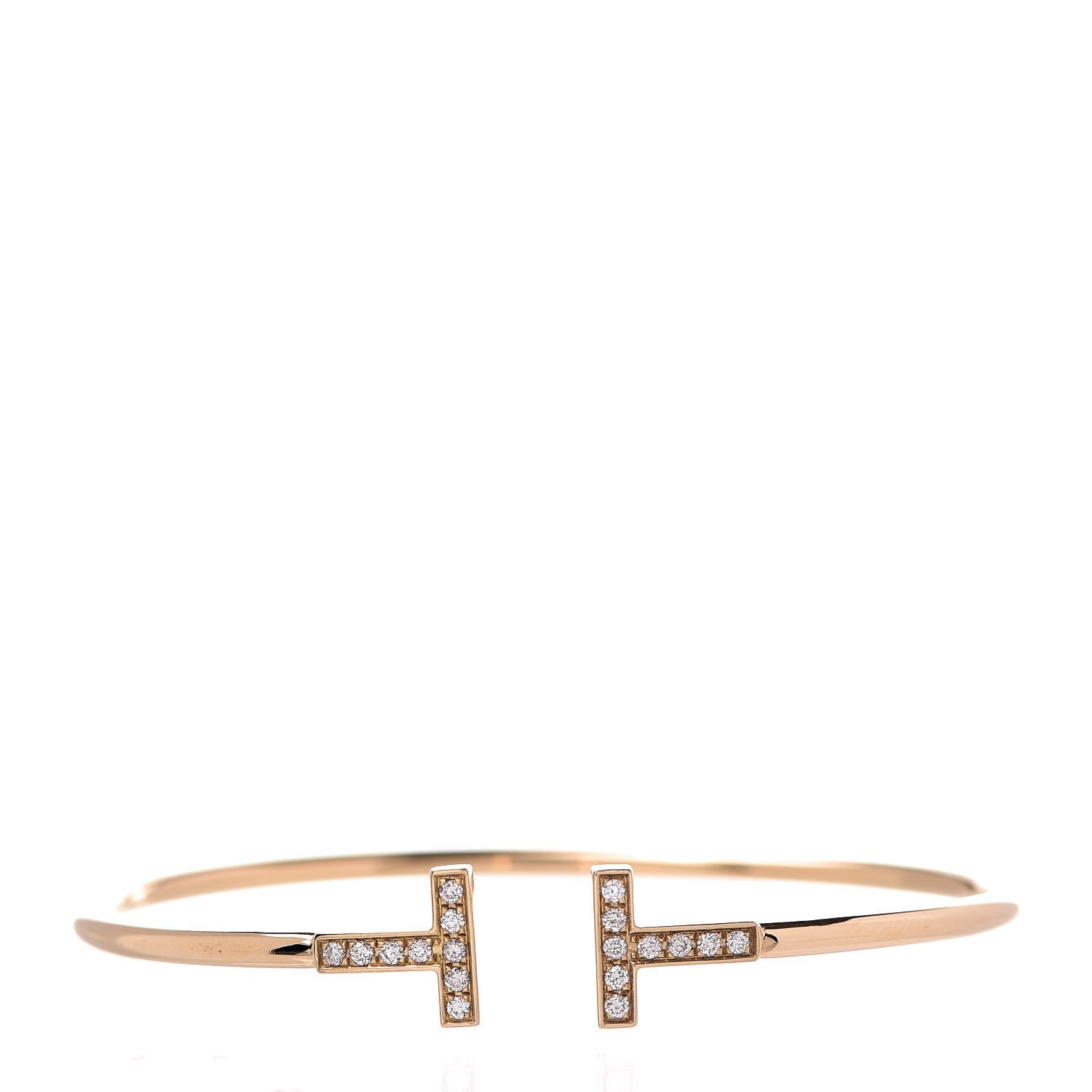 Tiffany 18K Yellow Gold Diamond T Wire Bracelet 1 of 4