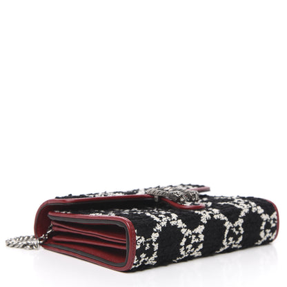 Gucci Tweed GG Monogram Mini Dionysus Chain Wallet Black White Romantic Cherry 4 of 10