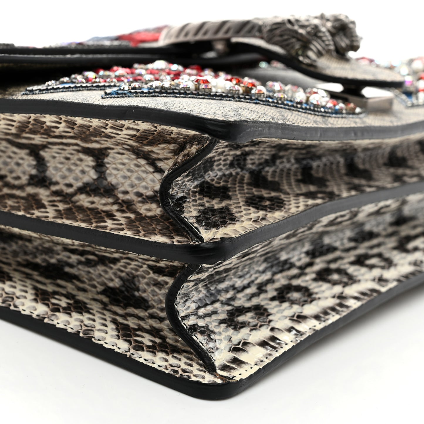 GG Supreme Monogram Snakeskin Crystal Magnetismo Embroidered Medium Dionysus Shoulder Bag