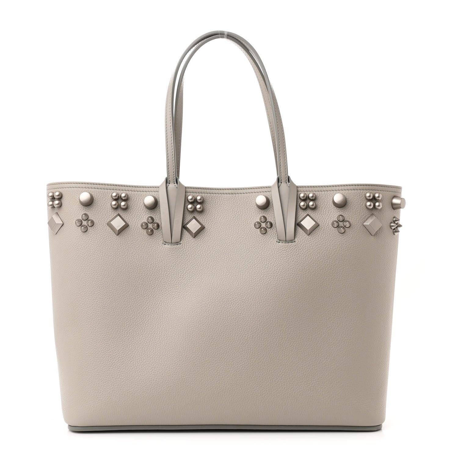 Christian Louboutin Calfskin Empire Spike Studded East West Cabata Tote Goose 1 of 12