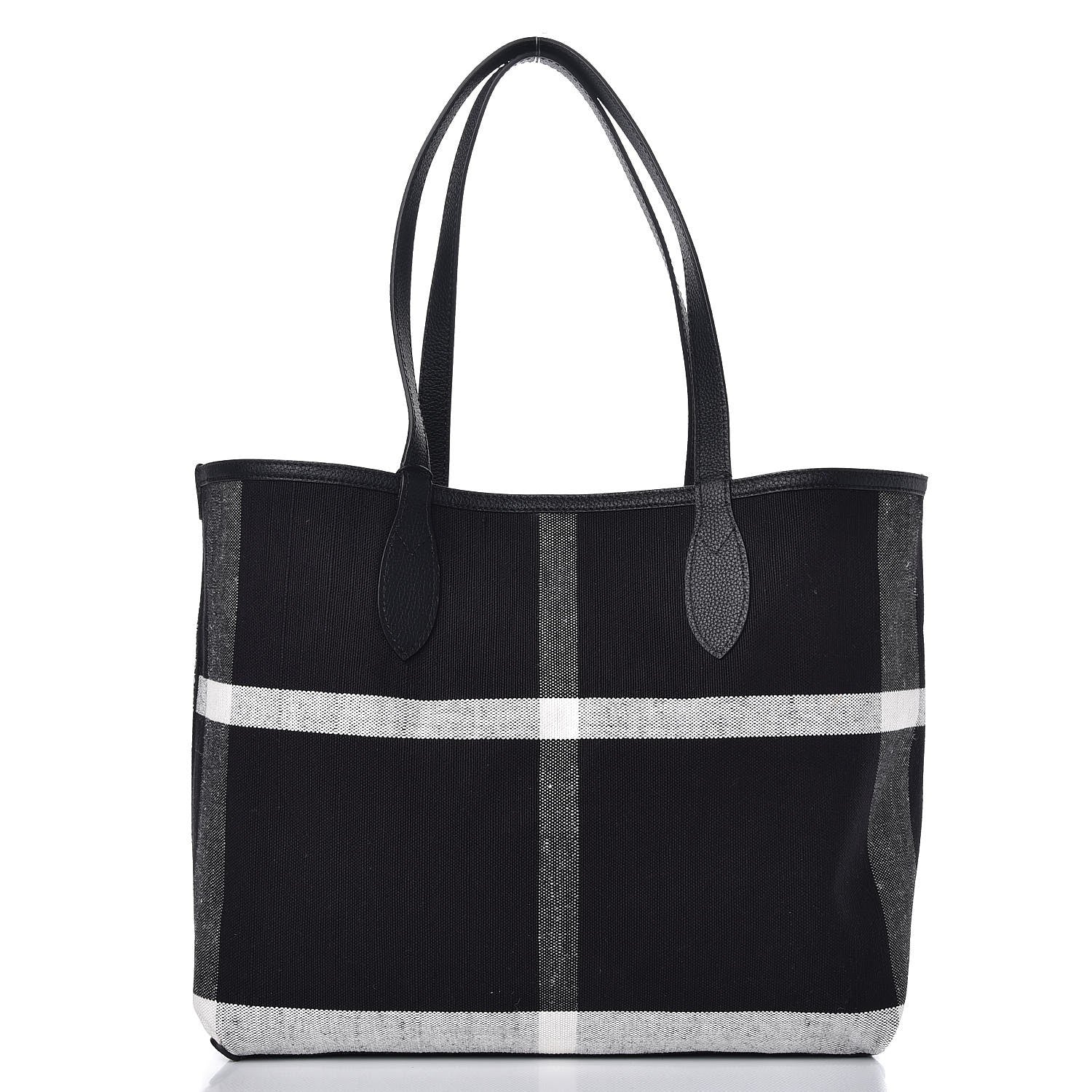 Burberry Coated Canvas Mega Check Sketchbook Medium Reversible Doodle Tote Black 3 of 6