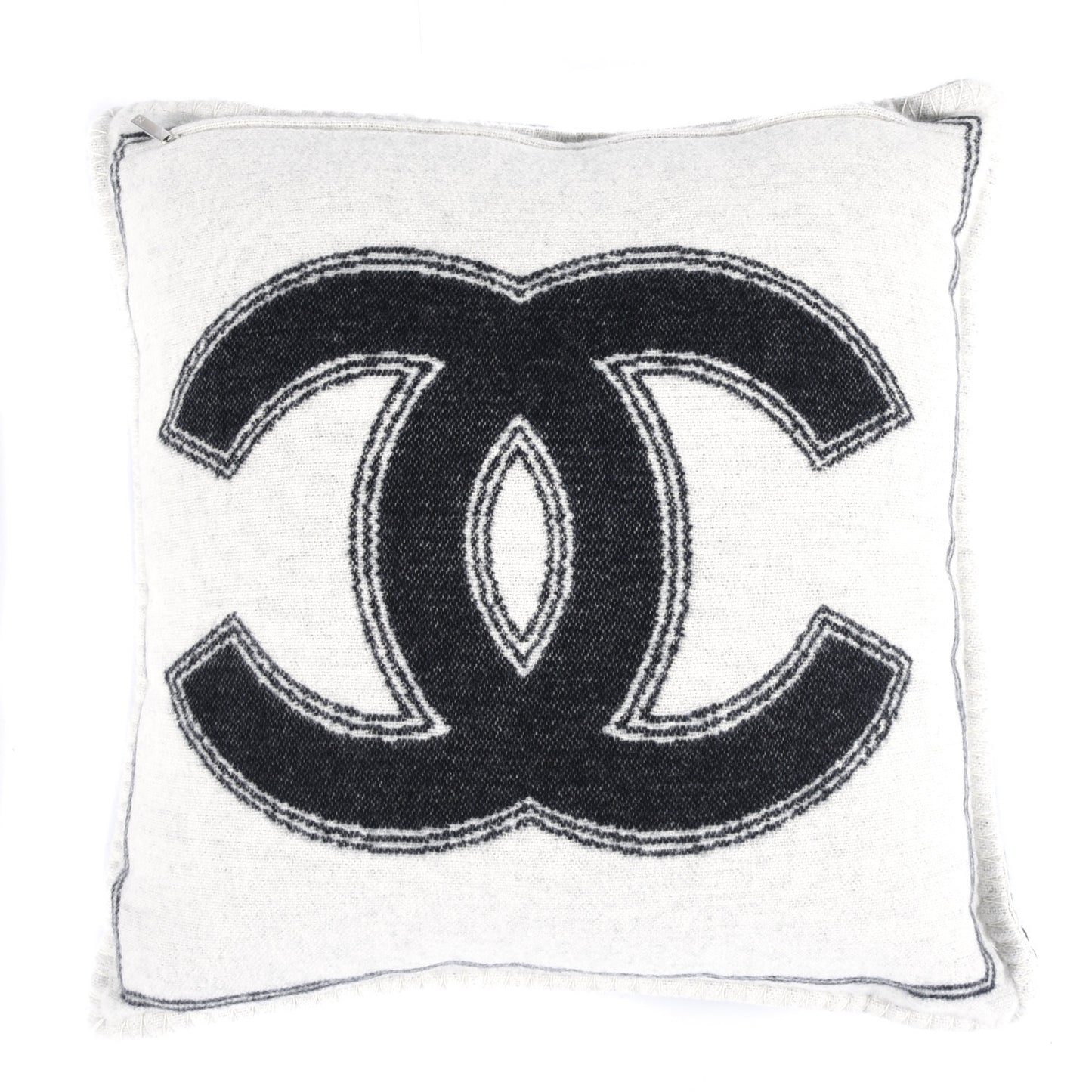 Merino Wool Cashmere CC Pillow Black White