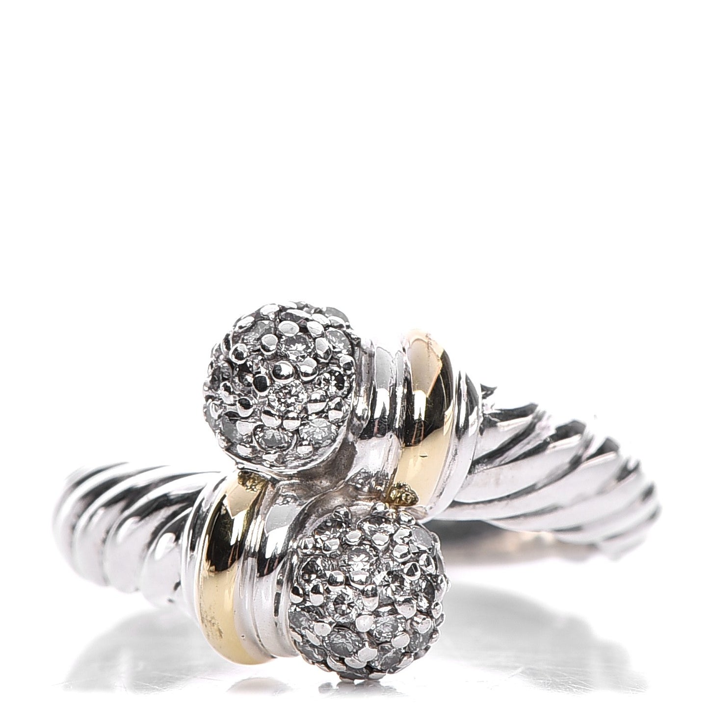 Sterling Silver 18K Yellow Gold Diamond Cable Ring 54 7