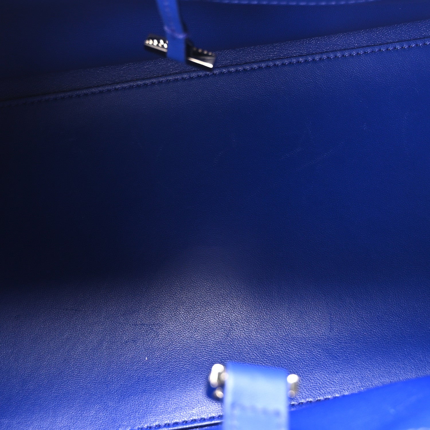 Salvatore Ferragamo Raffia Effect Calfskin Medium Hug Bag White Lapis Lazuli 5 of 9