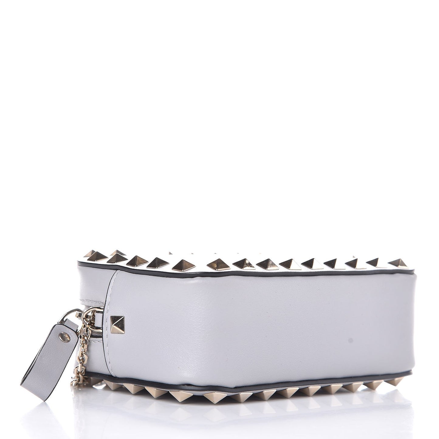 Calfskin Rockstud Camera Chain Crossbody Bag Pastel Grey