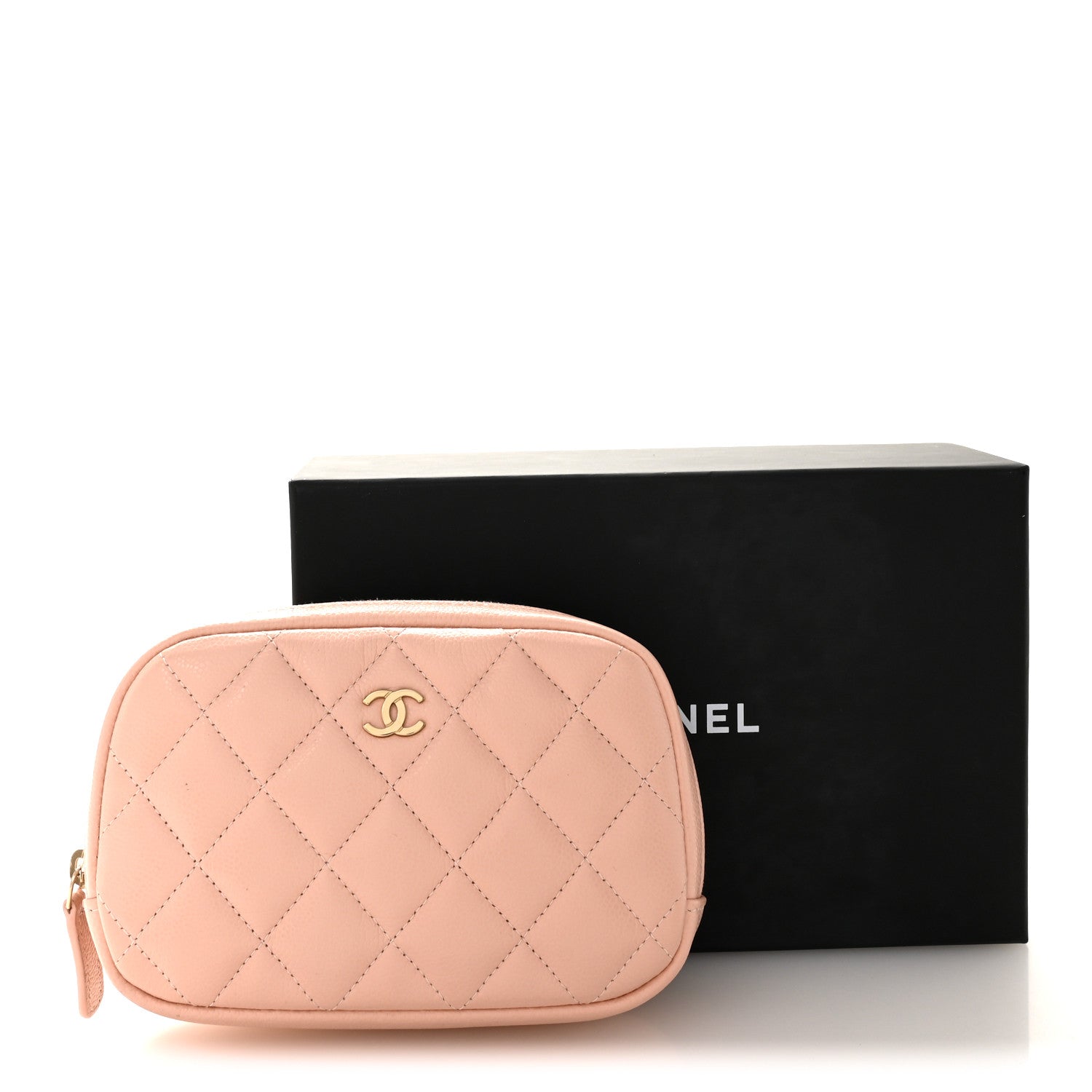 Chanel Caviar Quilted Small Curvy Pouch Cosmetic Case Light Pink 10 of 10