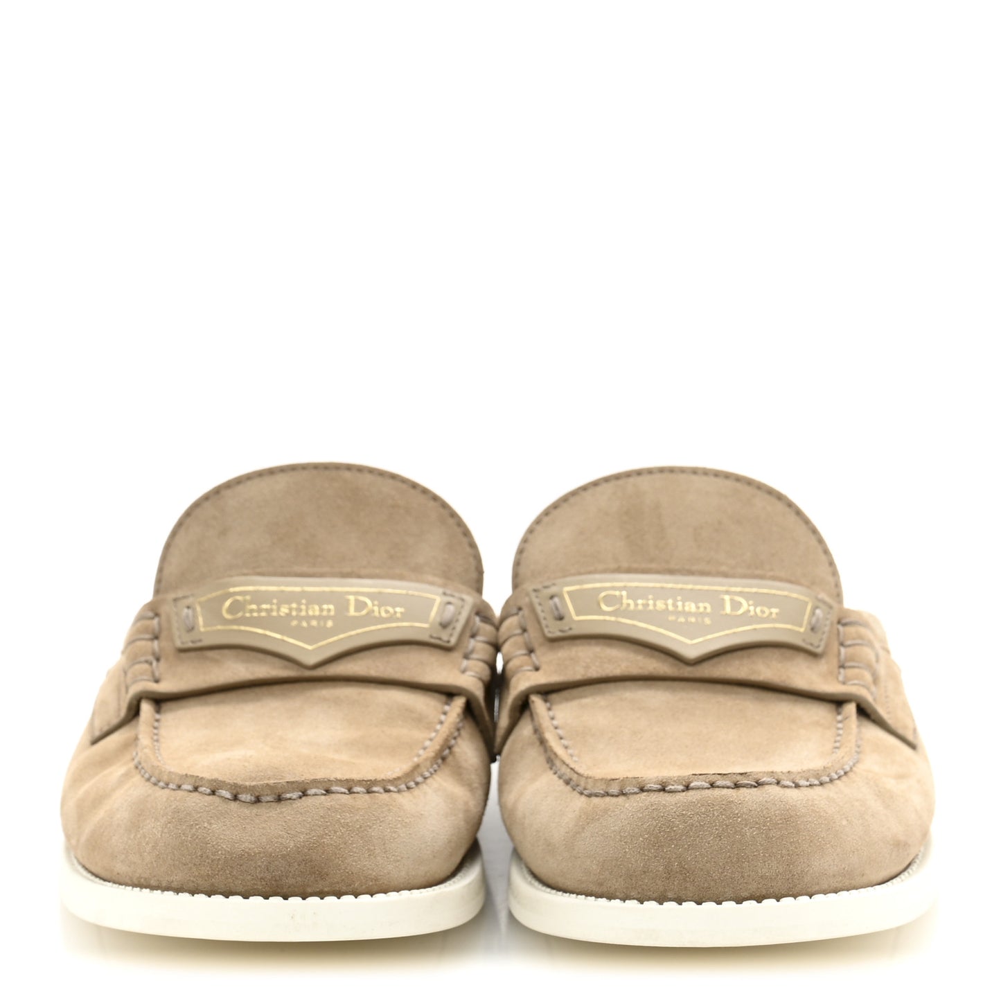 Suede Goatskin Boy Loafer Mule 38 Rope Beige