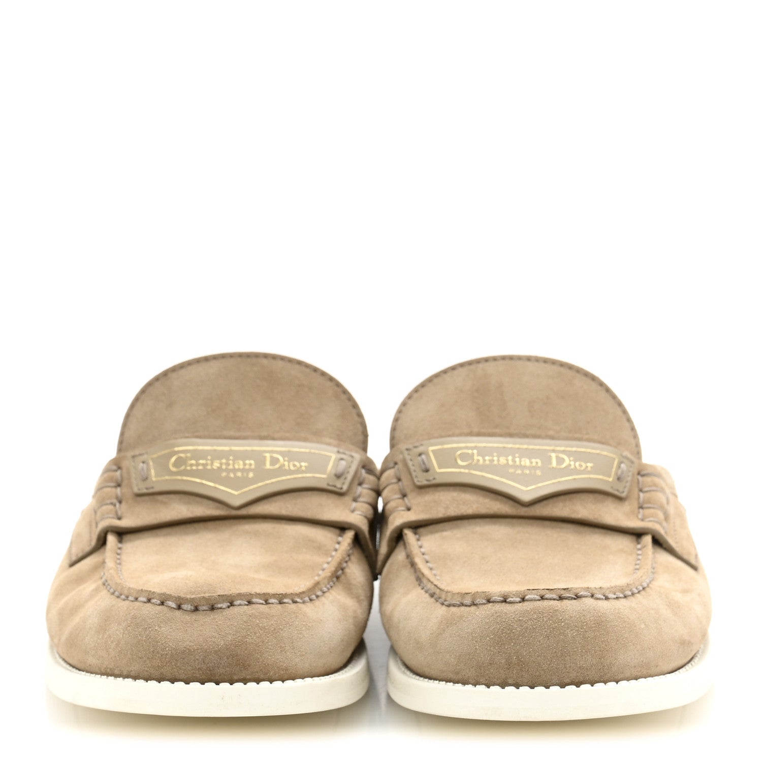 Christian Dior Suede Goatskin Boy Loafer Mule 38 Rope Beige 3 of 9