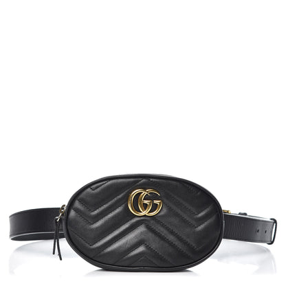 Gucci Calfskin Matelasse GG Marmont Belt Bag 105 42 Black 1 of 13