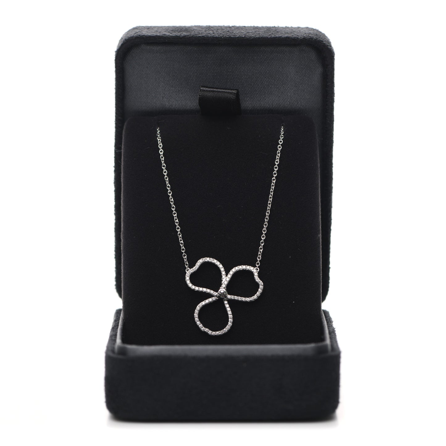 Platinum Diamond Large Paper Flowers Pendant Necklace