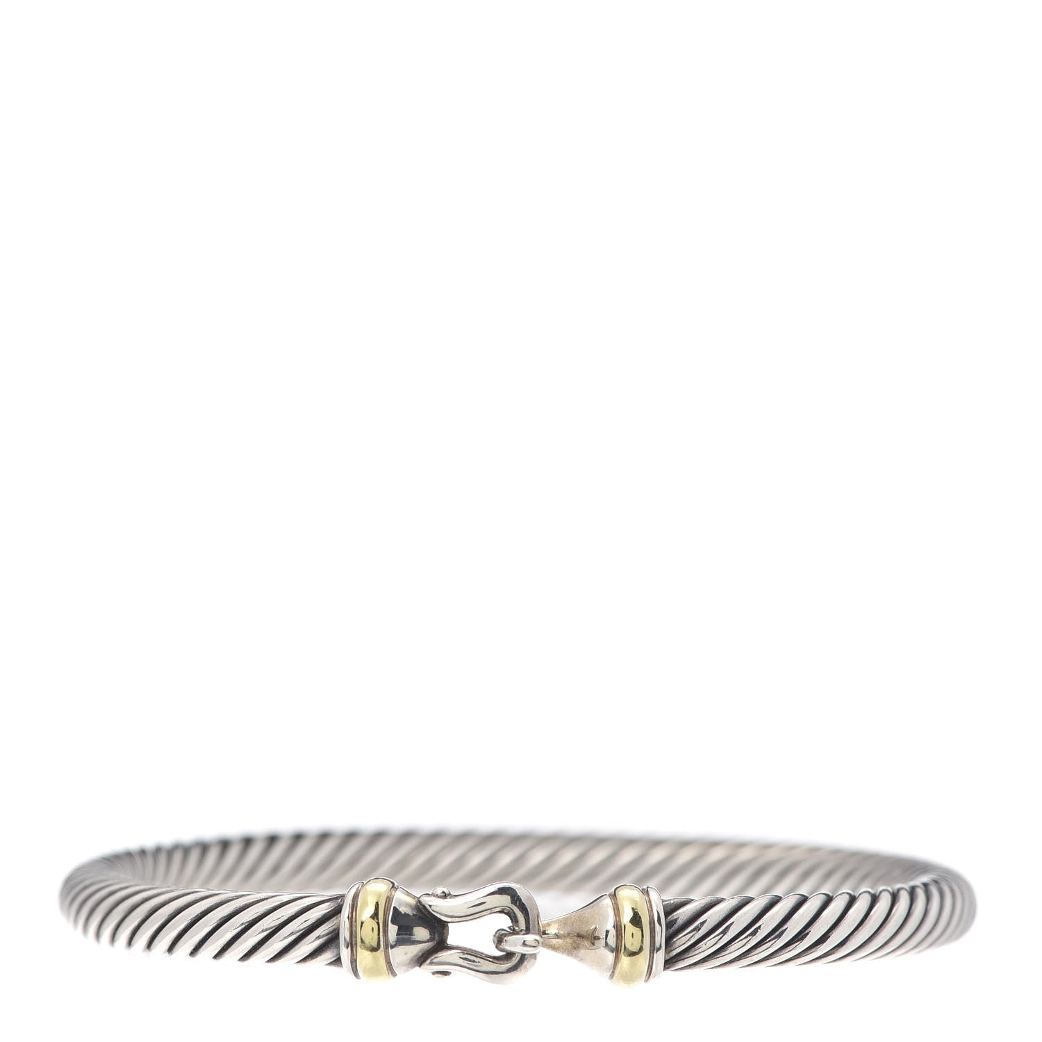 David Yurman Sterling Silver 18K Yellow Gold 5mm Cable Classic Buckle Bracelet 1 of 4