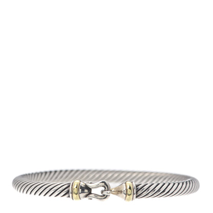 David Yurman Sterling Silver 18K Yellow Gold 5mm Cable Classic Buckle Bracelet 1 of 4