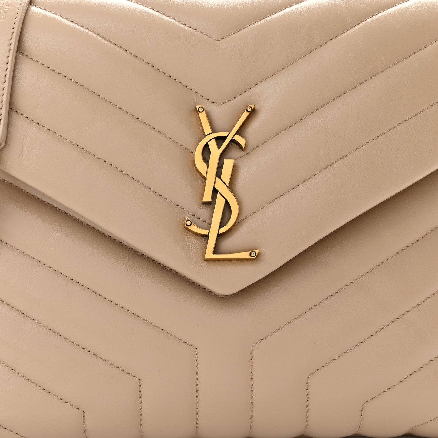 Calfskin Y Quilted Monogram Medium Loulou Chain Satchel Dark Beige