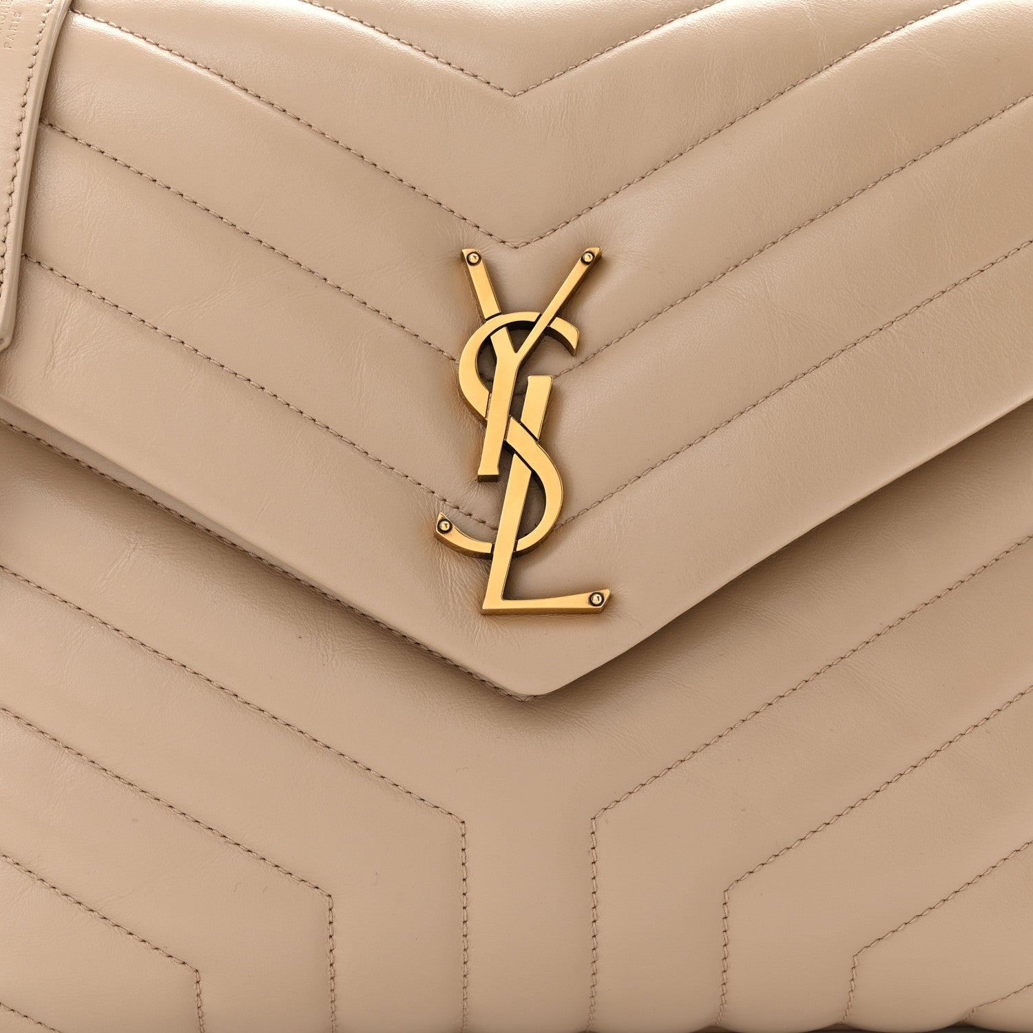 Saint Laurent Calfskin Y Quilted Monogram Medium Loulou Chain Satchel Dark Beige 8 of 10