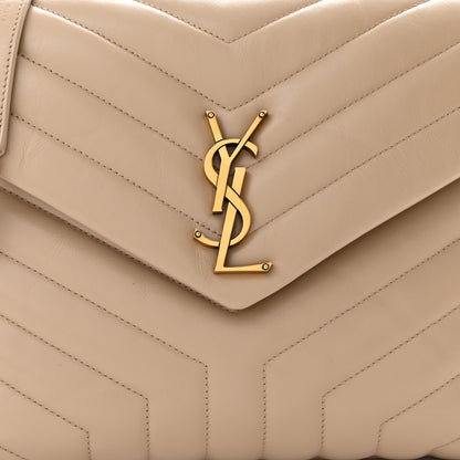 Saint Laurent Calfskin Y Quilted Monogram Medium Loulou Chain Satchel Dark Beige 8 of 10