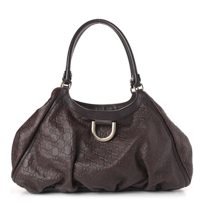 Gucci Guccissima Large D Gold Ring Shoulder Bag Chocolate 1 of 9
