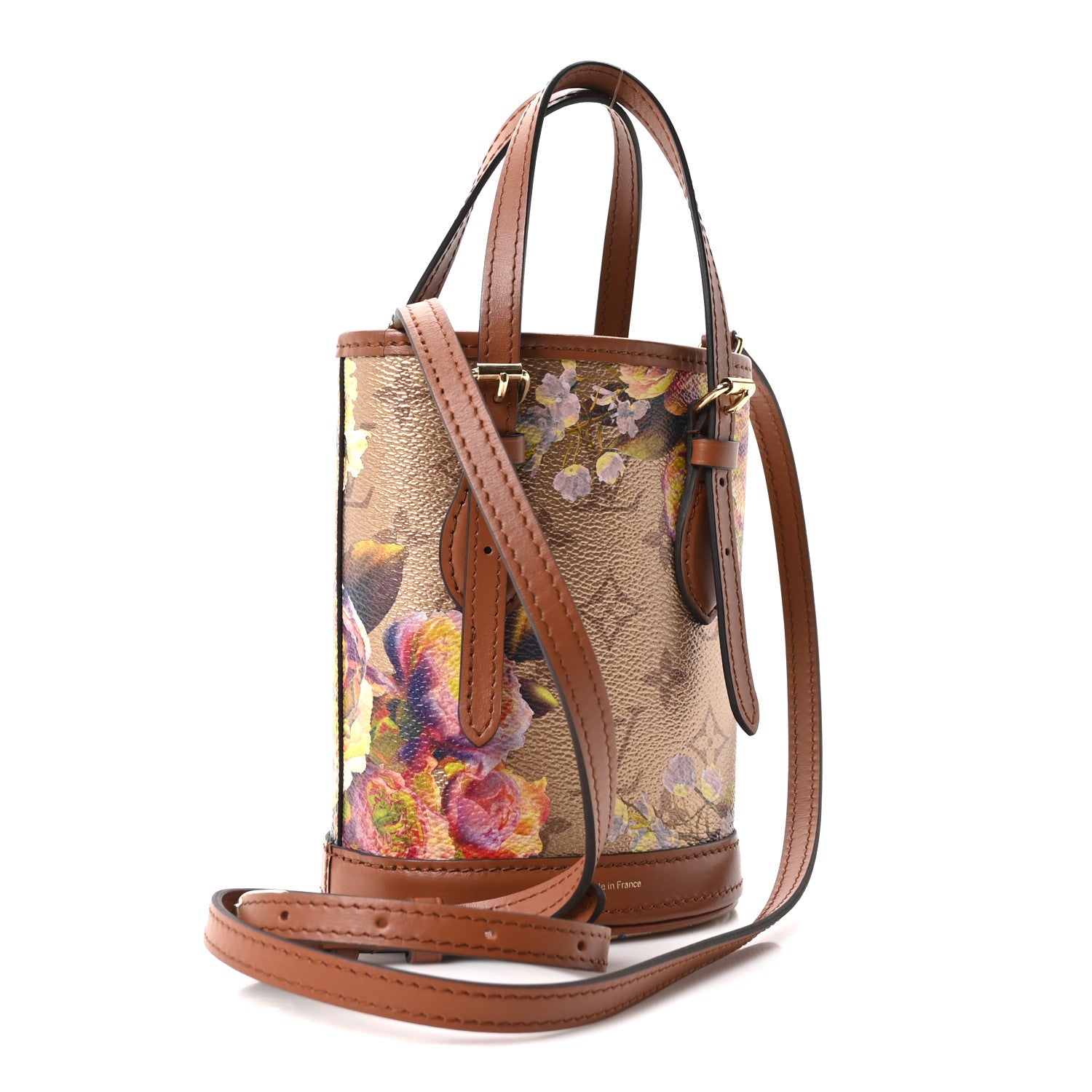 Louis Vuitton Metallic Monogram LV Garden Nano Bucket Bag Gold 4 of 11