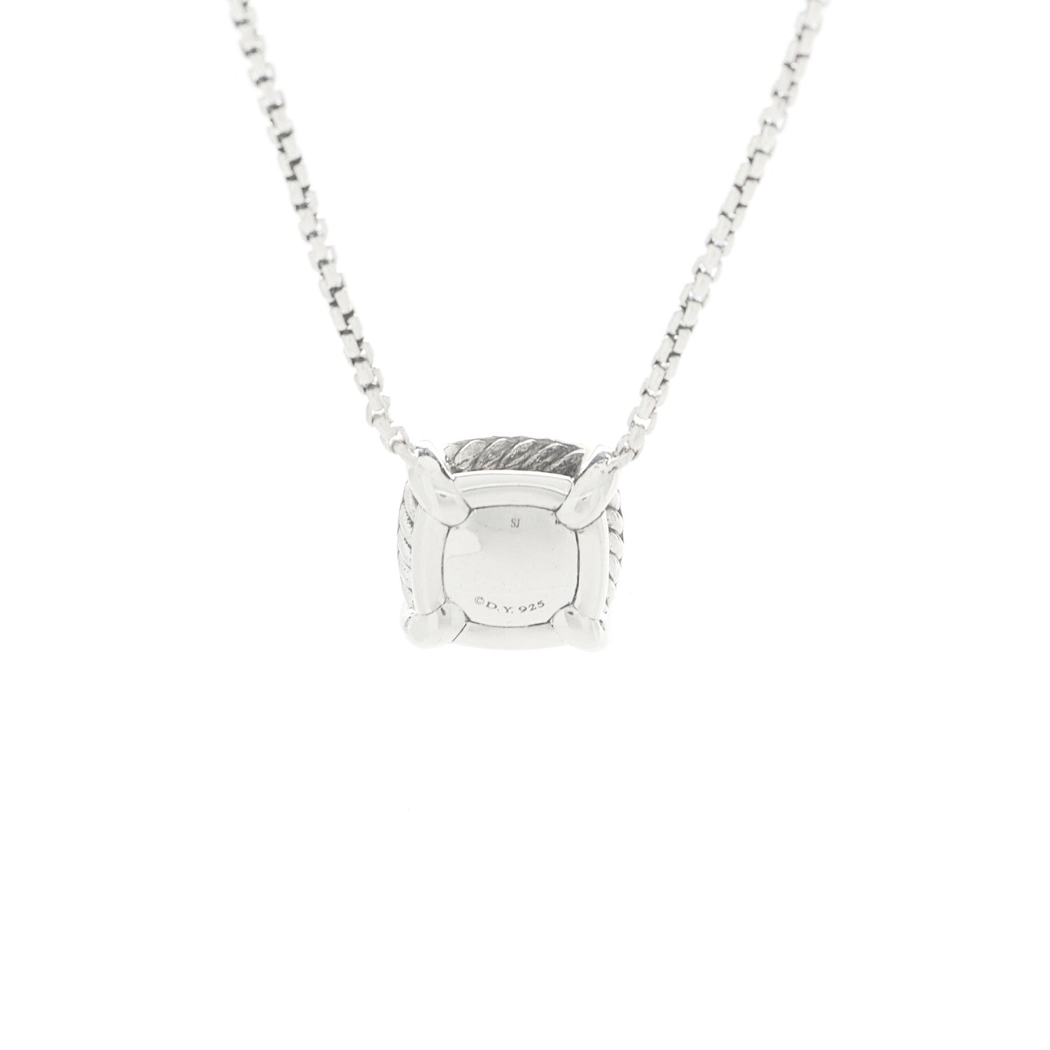 David Yurman Sterling Silver Diamond Prasiolite 7mm Chatelaine Pave Bezel Pendant Necklace 6 of 6